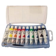 Lot de 10 tubes de peinture gouache avec pinceau - Usage scolaire - 10 x 10  ml - Cultura - Gouaches - Peindre - Dessins - Peinture