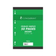 CONQUERANT Feuilles Simples A4 50 Pages Unies Sous Film Blanches