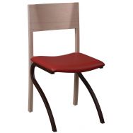 Chaise DIVA appui sur table, dossier bois et assise tissu