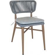 Chaise Nordic structure alu bois nat ass/dos rope gris foncé avec coussin