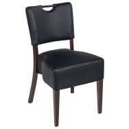 Chaise Verone structure hêtre massif - ass/dossier tissu PVC - noir