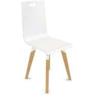 Chaise blanc multiplis avec pieds en bois hêtre naturel