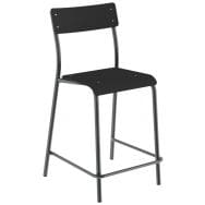 Chaise de bar André H60 cm assise/dossier hêtre vernis piètement métal