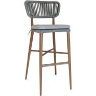 Chaise haute Nordic structure alu bois nat ass/dos rope gris foncé coussin