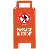Chevalet de signalisation d'interdiction - Rouge, Message : Passage interdit