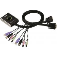 Commutateur KVM 2 ports DVI/USB/Audio Câbles intégrés ATEN