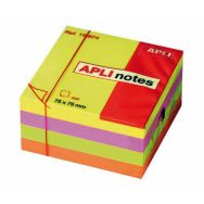 Cube 400 feuilles notes repositionnables couleurs fluo - Apli