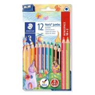 Etui 10 crayons couleurs gros module Noris Club Jumbo triangulaire Staedtler + 2 crayons + 1 taille-crayons offerts
