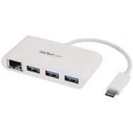 Hub USB- C à 3 ports avec Gigabit Ethernet-USB 3.0-USB-C vers 3x USB-A-Blanc