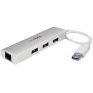 Hub USB 3.0 portable à 3 ports avec Gigabit Ethernet-Câble intégré-Aluminium