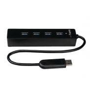 Hub USB 3.0 portable à 4 ports avec câble intégré - Noir