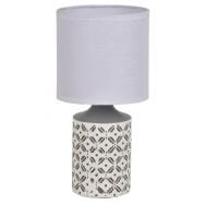 Lampe en céramique motif carreaux de ciment. Abat-jour en coton gris/blanc