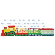 Locomotive et wagons avec nuages d'humour