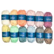 Lot 12 pelotes de laine 55m couleurs pastels