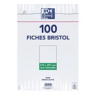 Lot de 100 Bristol Oxford non perforé A4 100 uni blanc - Oxford