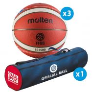 Lot de 3 ballons de basket Molten BG4500 FFBB - FIBA + sac
