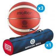 Lot de 3 ballons de basket Molten BG5000 T.7 Official Matchball avec sac