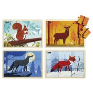 Lot de 4 puzzles bois - animaux de la forêt