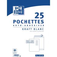 Lot de 500 Pochettes 229x324 90g kraft blanc auto adhésives