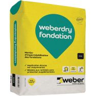 Mortier d'imperméabilisation - Weberdry fondation 25 Kg