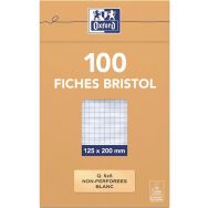 OXFORD Bloc de Fiches Bristol 12,5x20cm Petits Carreaux 5mm 100 Fiches Blanches Etui Cartonné