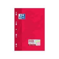 OXFORD Feuilles Simples A4 Grands Carreaux Seyès 200 Pages Etui Carte Rouge Coloris Assortis