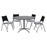 Pack Table Ronde + 4 Chaises Gris- Gris