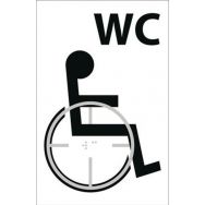 Panneau WC picto handicapé en relief et en braille blanc