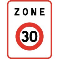 Panneau de signalisation d'entrée de zone - B30 - Entrée d'une zone à vitesse limitée à 30 km/h