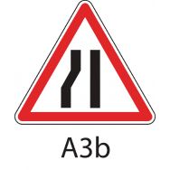 Panneau de signalisation de danger - A3b - Chaussée rétrécie par la gauche