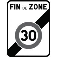 Panneau de signalisation de sortie de zone - B51 - Sortie d'une zone à vitesse limitée à 30 km/h