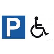 Panneau parking en aluminium P + picto handicapé