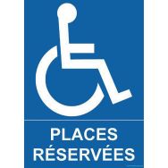 Panneau parking places réservées + picto handicapé PVC 300 x 420 mm