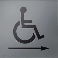 Panneau relief et braille picto handicapé flèche droite gris