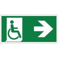 Panneau secours/évacuation - Sortie handicapés à droite - Adhésif