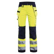 Pantalon softshell haute visibilit femme jaune fluorescent marine