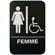 Plaque de signalisation Toilettes femmes_handicapé - PVC rigide - Noir