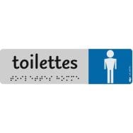 Plaque de signalisation en braille avec pictogramme 45 x 170 mm - Toilette homme