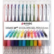 Pochette 12 stylos rétractables gel Inketti Gel pointe 0.5 mm couleurs assorties