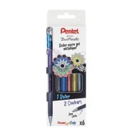 Pochette 6 stylos roller gel encre métallisé