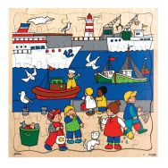 Puzzle bois 37 x 37 cm - thème le transport : port
