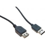 Rallonge USB 2.0 type A et B avec ferrites noire - 1,0 m