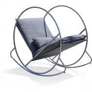 Rocking chair jardin Caprera en textilène+inox gris