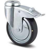 Roulette pivotante double frein de roue avec trou de fixation - TENTE