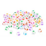 Sachet 1000 perles plastiques couleurs assorties dés cœurs Ø 7 mm