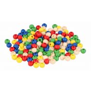Sachet 215 perles bois rondes multicolores 6 mm