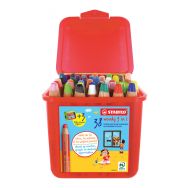 Schoolbox 38 crayons couleurs assorties gros module Woody + 3 taille-crayons gros module offert