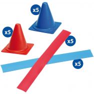 Set 10 Lattes souples de délimitation bleu/rouge + 10 cônes bleu/rouge