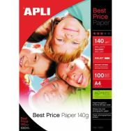 Supports pour imprimantes jet d’encre couleurs  : pochette 100 feuilles papier photo brillant glossy best price 140gr A4