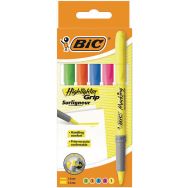 Surligneur BIC Highlighter Grip - Coloris assortis - Pochette de 5